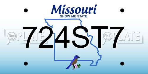 724ST7 Missouri License Plate