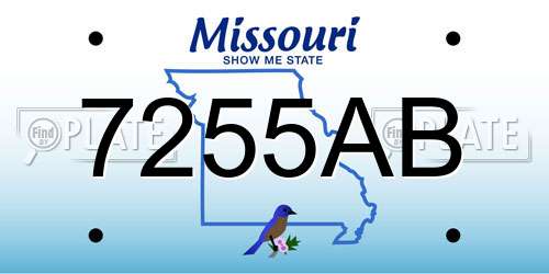7255AB Missouri License Plate