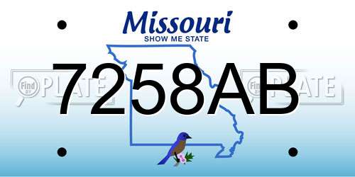 7258AB Missouri License Plate