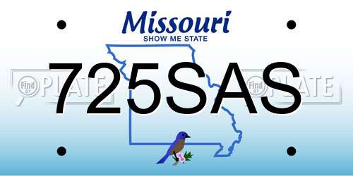 725SAS Missouri License Plate