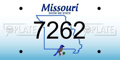 7262 Missouri License Plate