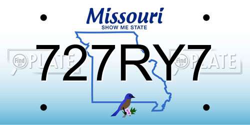 727RY7 Missouri License Plate