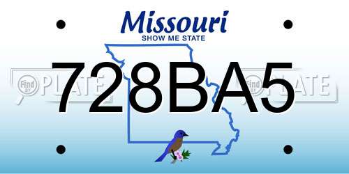 728BA5 Missouri License Plate