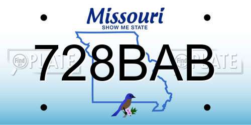 728BAB Missouri License Plate