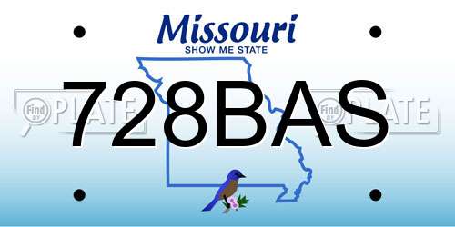 728BAS Missouri License Plate