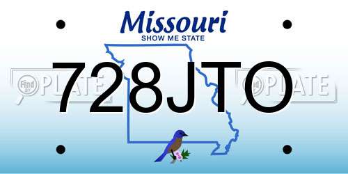 728JTO Missouri License Plate