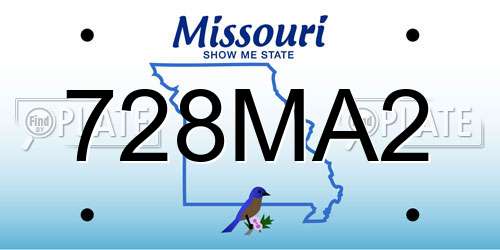 728MA2 Missouri License Plate