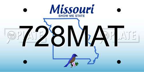 728MAT Missouri License Plate