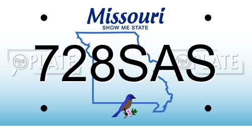 728SAS Missouri License Plate