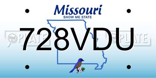728VDU Missouri License Plate