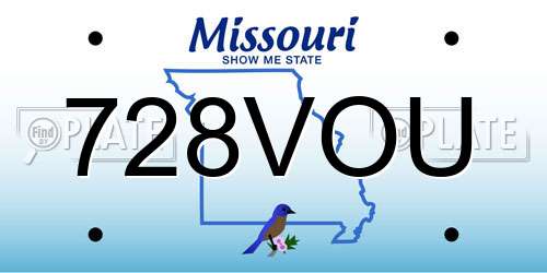 728VOU Missouri License Plate