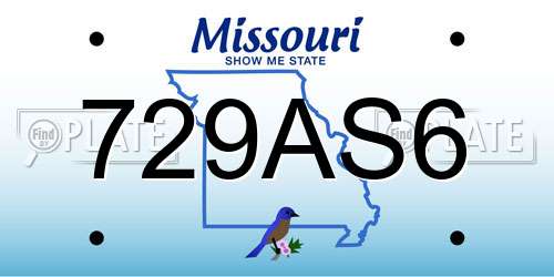 729AS6 Missouri License Plate