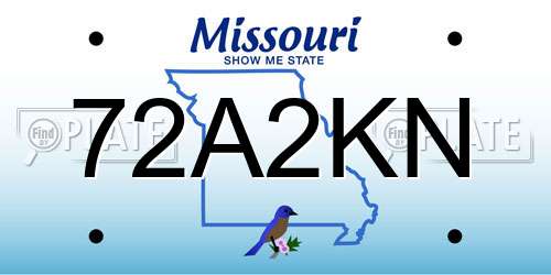 72A2KN Missouri License Plate