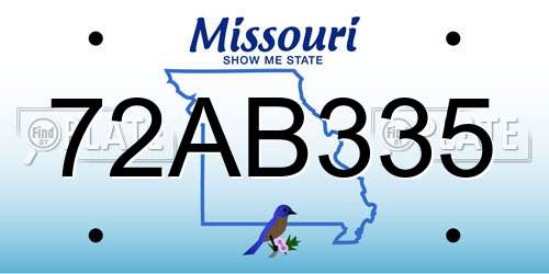 72AB335 Missouri License Plate