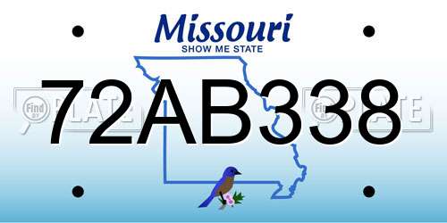 72AB338 Missouri License Plate