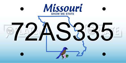 72AS335 Missouri License Plate