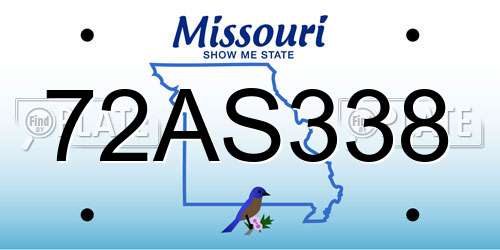 72AS338 Missouri License Plate