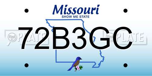 72B3GC Missouri License Plate