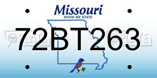 72BT263 Missouri License Plate
