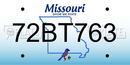 72BT763 Missouri License Plate