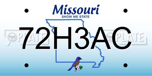 72H3AC Missouri License Plate