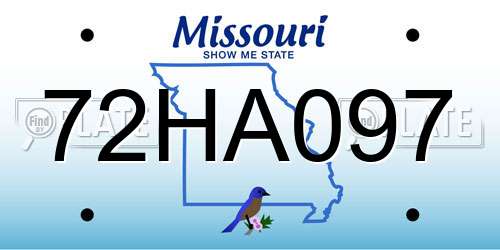 72HA097 Missouri License Plate
