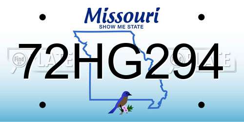 72HG294 Missouri License Plate