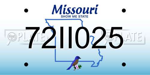 72II025 Missouri License Plate