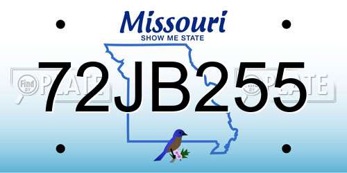 72JB255 Missouri License Plate