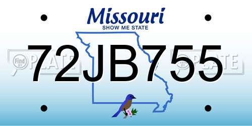 72JB755 Missouri License Plate