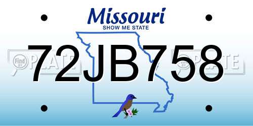 72JB758 Missouri License Plate