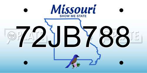 72JB788 Missouri License Plate