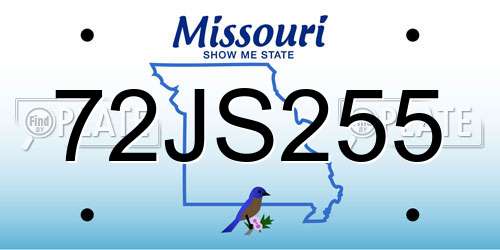 72JS255 Missouri License Plate