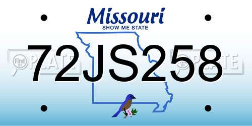 72JS258 Missouri License Plate