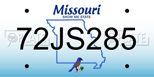72JS285 Missouri License Plate
