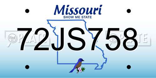 72JS758 Missouri License Plate