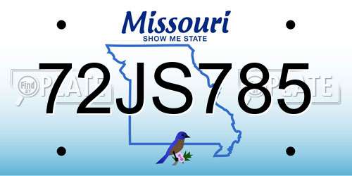 72JS785 Missouri License Plate