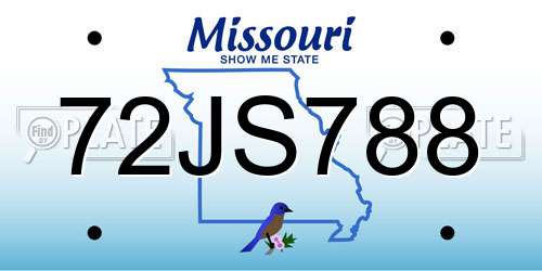 72JS788 Missouri License Plate
