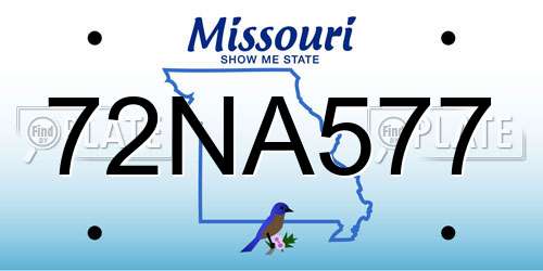 72NA577 Missouri License Plate