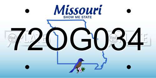 72OG034 Missouri License Plate