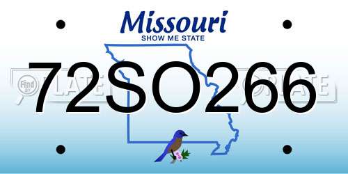 72SO266 Missouri License Plate
