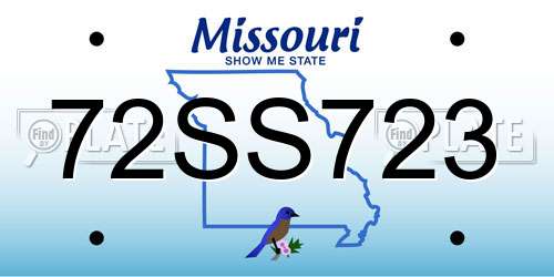 72SS723 Missouri License Plate