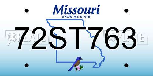 72ST763 Missouri License Plate