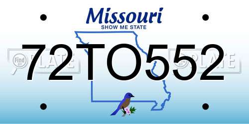 72TO552 Missouri License Plate