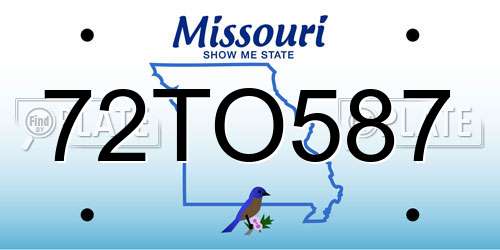 72TO587 Missouri License Plate