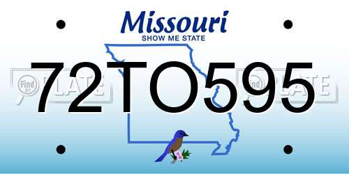 72TO595 Missouri License Plate