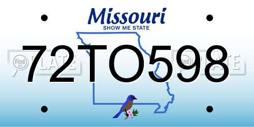 72TO598 Missouri License Plate