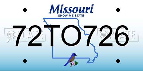72TO726 Missouri License Plate
