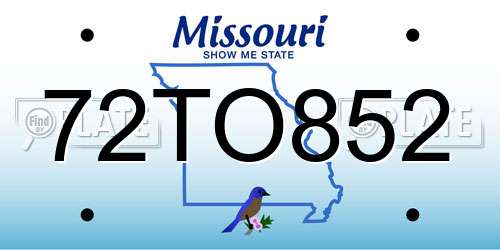 72TO852 Missouri License Plate