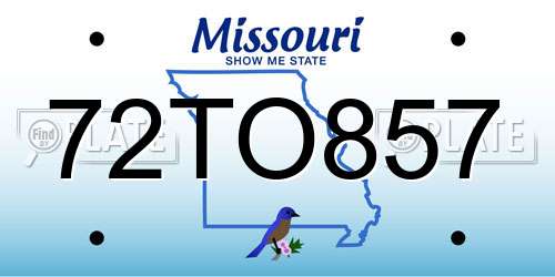 72TO857 Missouri License Plate